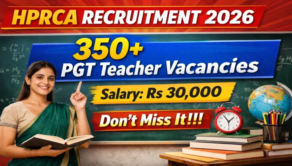 HPRCA PGT Teacher Recruitment 2026